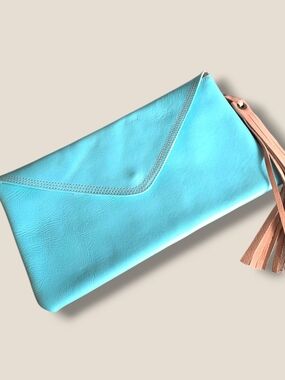 Women’s Envelope Clutch Turquoise with Tassel